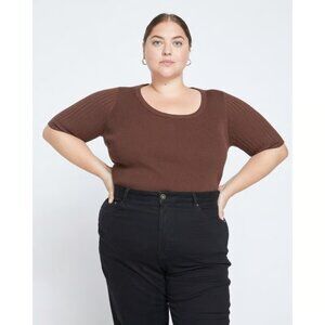 Universal Standard Brown Ribbed Scoop Neck Sweater Top